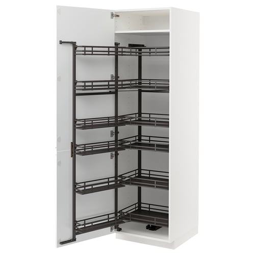 METOD matte white kitchen cabinet with pull-out shelves, modern design.