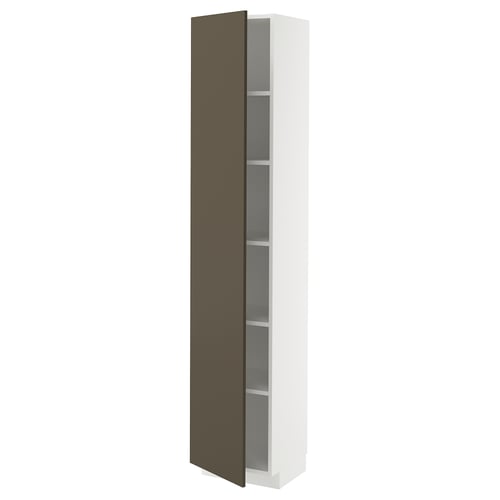 METOD kitchen cabinet, dark brown/beige, adjustable shelves, tall rectangular shape.