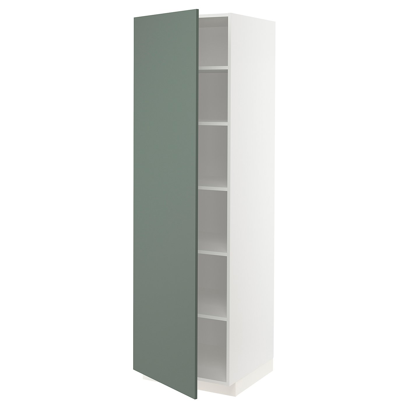 METOD High cabinet with shelves - white, Bodarp grey-green ...