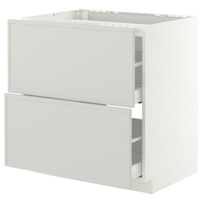 METOD / MAXIMERA Base cab f hob/2 fronts/2 drawers, white/Aspudden light grey, 80x60x80 cm
