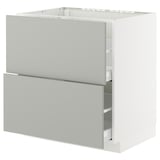 METOD / MAXIMERA Base cab f hob/2 fronts/2 drawers, white/Havstorp light grey, 80x60x80 cm