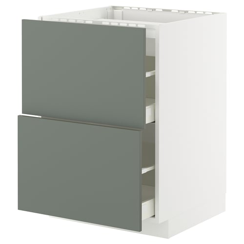 Modern grey-green cabinet from ikea METOD series, rectangular shape with a white frame.