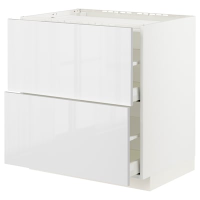 METOD / MAXIMERA Base cab f hob/2 fronts/2 drawers, white/Ringhult white, 80x60x80 cm