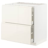 METOD / MAXIMERA Base cab f hob/2 fronts/2 drawers, white/Voxtorp high-gloss light beige, 80x60x80 cm