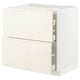 METOD / MAXIMERA Base cab f hob/2 fronts/3 drawers, white/Voxtorp high-gloss light beige, 80x60x80 cm