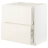 METOD / MAXIMERA Base cab f sink+2 fronts/2 drawers, white/Voxtorp high-gloss light beige, 80x60x80 cm