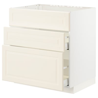 METOD / MAXIMERA Base cab f sink+3 fronts/2 drawers, white/Bodbyn off-white, 80x60x80 cm