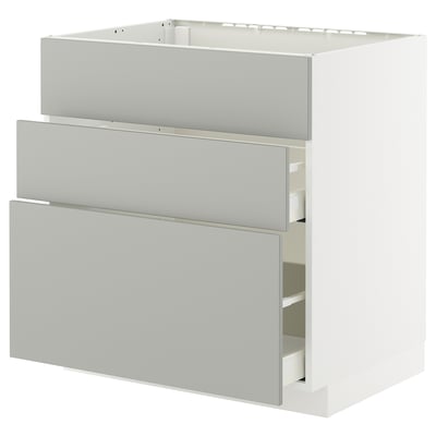 METOD / MAXIMERA Base cab f sink+3 fronts/2 drawers, white/Havstorp light grey, 80x60x80 cm