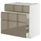 METOD / MAXIMERA Base cab f sink+3 fronts/2 drawers, white/Voxtorp high-gloss dark grey-brown, 80x60x80 cm