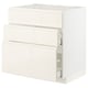 METOD / MAXIMERA Base cab f sink+3 fronts/2 drawers, white/Voxtorp high-gloss light beige, 80x60x80 cm