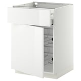 METOD / MAXIMERA Base cab w wire basket/drawer/door, white/Ringhult white, 60x60x80 cm