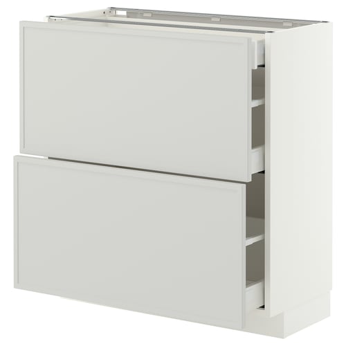 METOD / MAXIMERA Base cab with 2 fronts/3 drawers, white/Aspudden light grey, 80x37x80 cm
