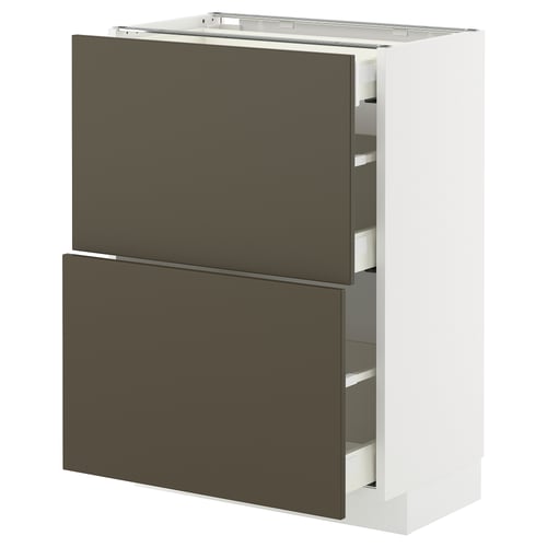 Modern kitchen cabinet, METOD series, featuring dark brown havstorp fronts, sleek and minimalist design with two drawers, offering storage solutions.