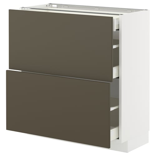 METOD kitchen cabinet in dark brown/beige, with two pull-out drawers, sleek design.