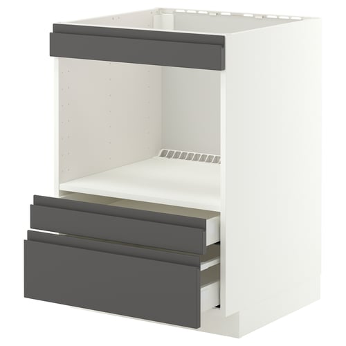 METOD / MAXIMERA Base cabinet f built-in appliances, white/Voxtorp dark grey, 60x60x80 cm