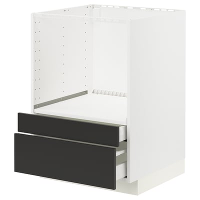METOD / MAXIMERA Base cabinet f combi micro/drawers, white/Nickebo matt anthracite, 60x60x80 cm