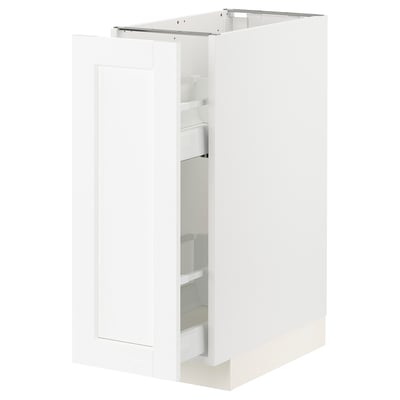 METOD / MAXIMERA Base cabinet/pull-out int fittings, white Enköping/white wood effect, 30x60x80 cm
