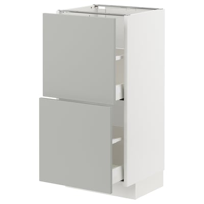 METOD / MAXIMERA Base cabinet with 2 drawers, white/Havstorp light grey, 40x37x80 cm