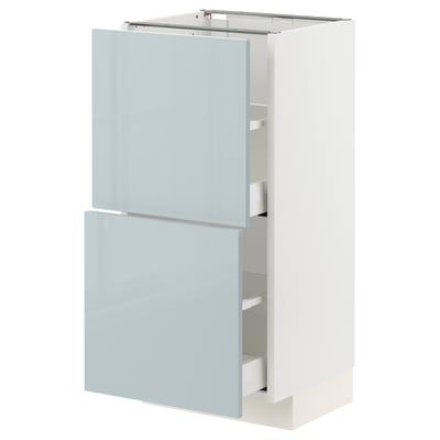 METOD / MAXIMERA Base cabinet with 2 drawers, white/Kallarp light grey-blue, 40x37x80 cm
