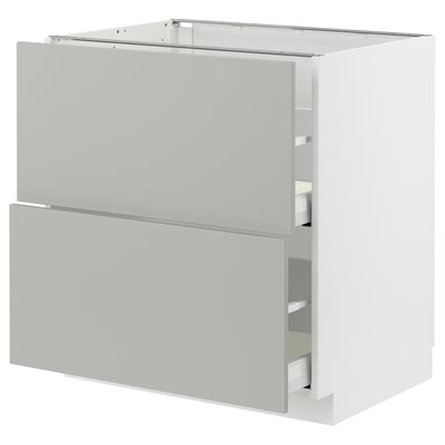 METOD / MAXIMERA Base cb 2 fronts/2 high drawers, white/Havstorp light grey, 80x60x80 cm