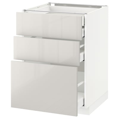 METOD / MAXIMERA Base cb 3 frnts/2 low/1 md/1 hi drw, white/Ringhult light grey, 60x60x80 cm