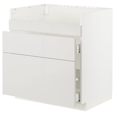 METOD / MAXIMERA Base cb f HAVSEN snk/3 frnts/2 drws, white/Ringhult light grey, 80x60x80 cm