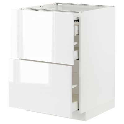 METOD / MAXIMERA Bc w pull-out work surface/3drw, white/Ringhult white, 60x60x80 cm