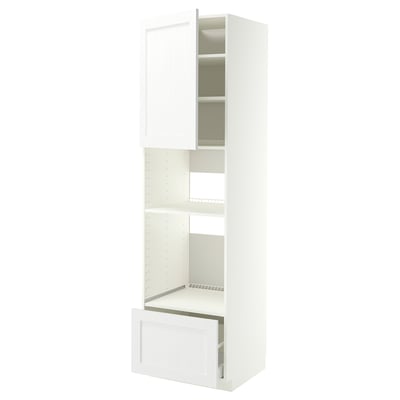 METOD / MAXIMERA High cabinet f built-in appliances, white Enköping/white wood effect, 60x60x220 cm