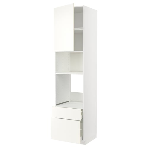 White METOD kitchen unit, modern design with drawers and shelves.