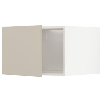 METOD Top cabinet for fridge/freezer, white/Havstorp beige, 60x60x40 cm