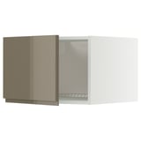 METOD Top cabinet for fridge/freezer, white/Voxtorp high-gloss dark grey-brown, 60x60x40 cm