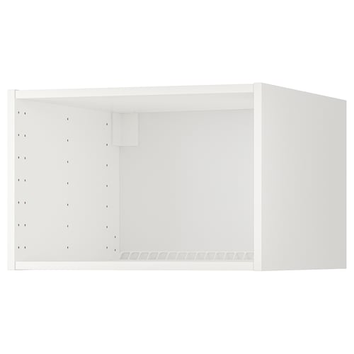 White METOD kitchen cabinet with ventilation for appliances.