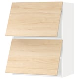 METOD Wall cab horizo 2 doors w push-open, white/Askersund light ash effect, 60x37x80 cm