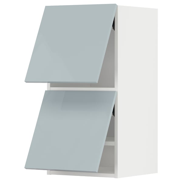 METOD Wall cab horizo 2 doors w push-open, white/Kallarp light grey-blue, 40x37x80 cm