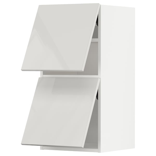 METOD Wall cab horizo 2 doors w push-open, white/Ringhult light grey, 40x37x80 cm