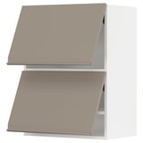 METOD Wall cab horizo 2 doors w push-open, white/Upplöv matt dark beige, 60x37x80 cm