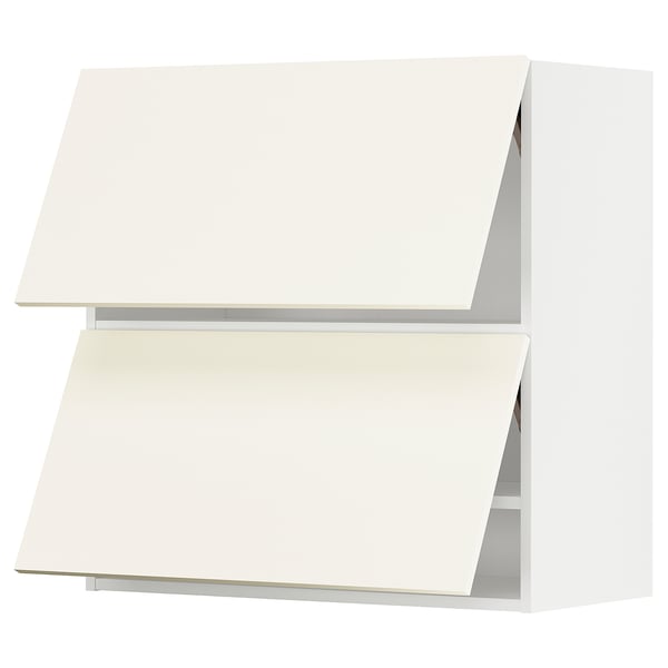 METOD Wall cab horizo 2 doors w push-open, white/Vallstena white, 80x37x80 cm