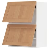 METOD Wall cab horizo 2 doors w push-open, white/Vedhamn oak, 60x37x80 cm