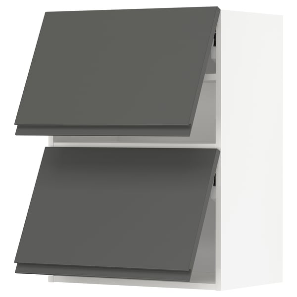 METOD Wall cab horizo 2 doors w push-open, white/Voxtorp dark grey, 60x37x80 cm