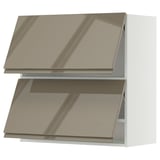 METOD Wall cab horizo 2 doors w push-open, white/Voxtorp high-gloss dark grey-brown, 80x37x80 cm