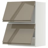METOD Wall cab horizo 2 doors w push-open, white/Voxtorp high-gloss dark grey-brown, 60x37x80 cm