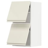 METOD Wall cab horizo 2 doors w push-open, white/Voxtorp high-gloss light beige, 40x37x80 cm