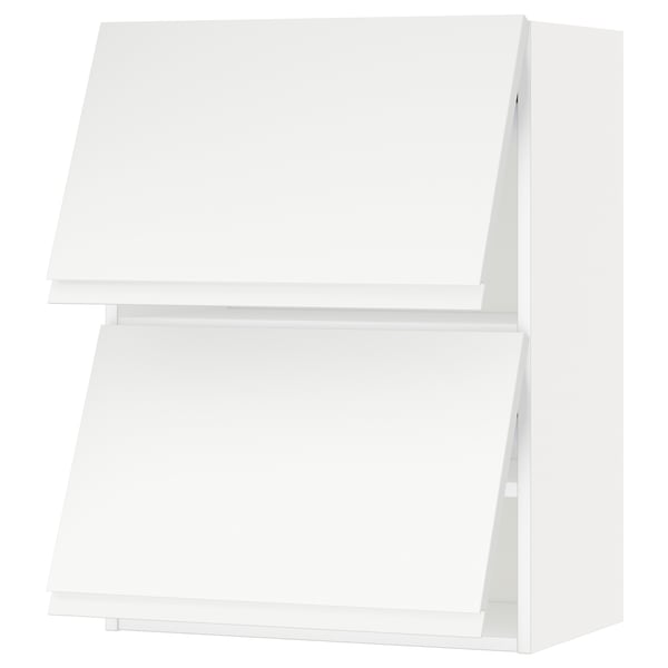 METOD Wall cab horizo 2 doors w push-open, white/Voxtorp matt white, 60x37x80 cm