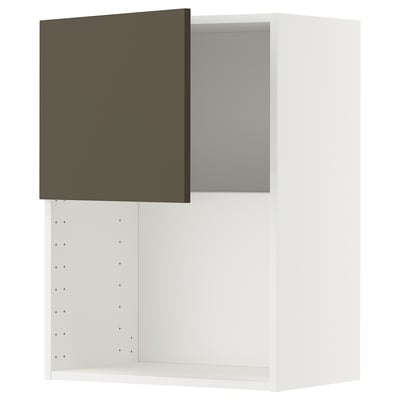 METOD Wall cabinet for microwave oven, white/Havstorp brown-beige, 60x37x80 cm