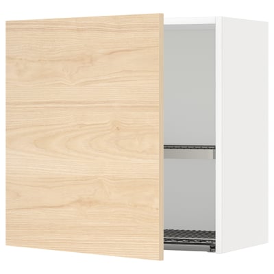 METOD Wall cabinet with dish drainer, white/Askersund light ash effect, 60x37x60 cm