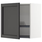 METOD Wall cabinet with dish drainer, white/Lerhyttan black stained, 60x37x60 cm