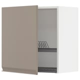 METOD Wall cabinet with dish drainer, white/Upplöv matt dark beige, 60x37x60 cm