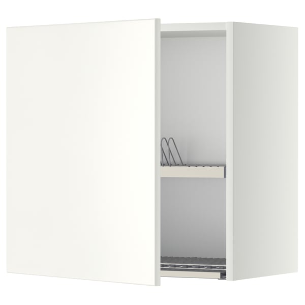 METOD Wall cabinet with dish drainer, white/Veddinge white, 60x37x60 cm