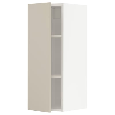 METOD Wall cabinet with shelves, white/Havstorp beige, 30x37x80 cm