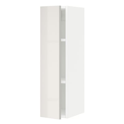 METOD Wall cabinet with shelves, white/Ringhult light grey, 20x37x80 cm